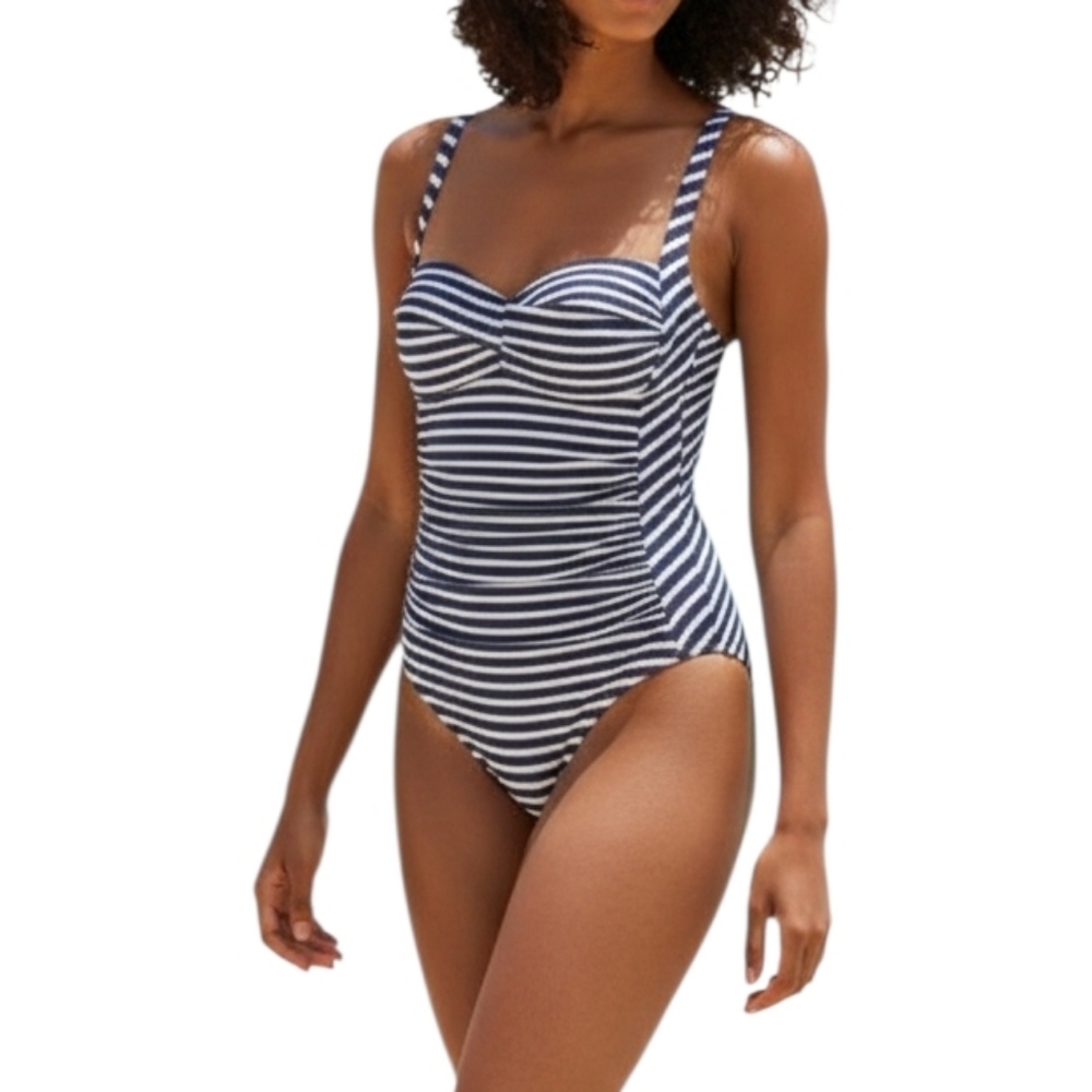 NWOT NIP TUCK  Navy and White Striped One Piece Swimsuit